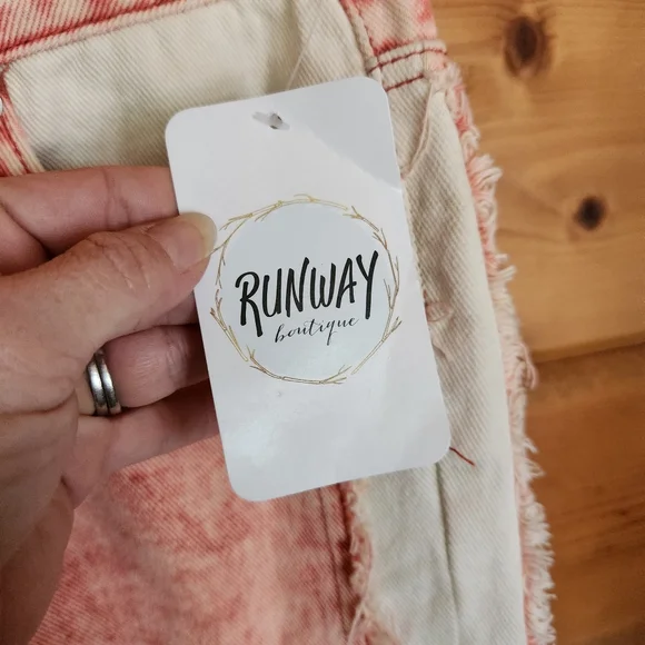 POL 💜 NWT Acid Wash Red White Straight Crop Distressed Jeans Grunge Boho S X24" - Picture 6 of 13